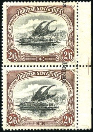 Stamp of Papua 1907 Small Papua 2s6d vertical marginal pair showi