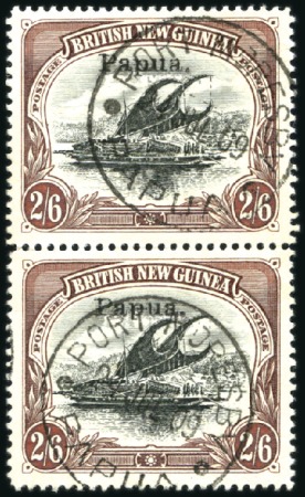 Stamp of Papua 1907 Small Papua 2s6d vertical pair showing error