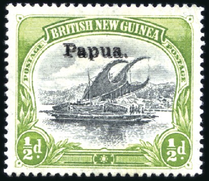Stamp of Papua 1907 Small Papua, wmk vertical, 1/2d with error ov