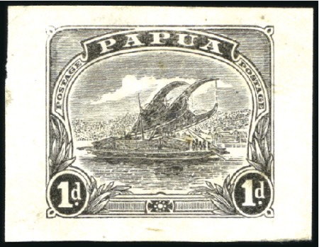 Stamp of Papua 1911-15 Monocolour Lakatoi 1d die proof in black o
