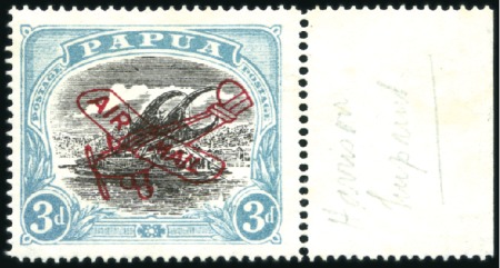 Stamp of Papua 1930 Airplane ovpt on 3d Lakatoi, Harrison printin