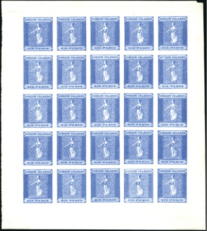 Stamp of British Virgin Islands 1866 St Ursula 6d, the unissued transfer complete