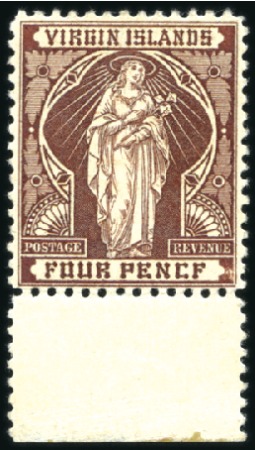 Stamp of British Virgin Islands 1899 4d Brown with error PENCF from R 10/3, fine m