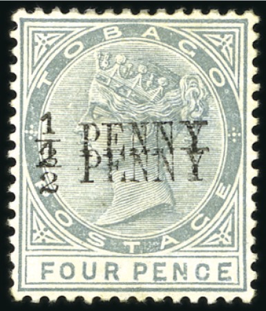 Stamp of Trinidad and Tobago » Tobago 1891 1/2 PENNY on 4d grey, error Surcharge Double,
