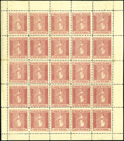 Stamp of British Virgin Islands 1866 St Ursula 6d rose-red on toned paper, complet