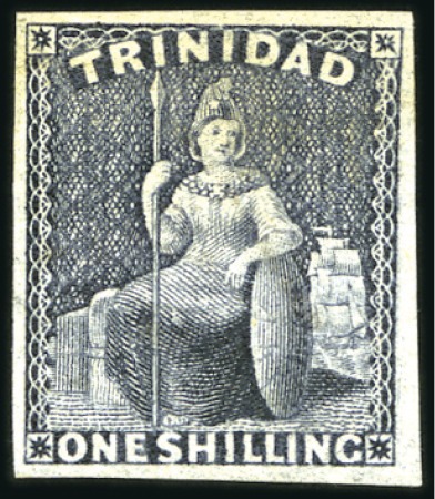 Stamp of Trinidad and Tobago 1859 Perkins Bacon imperforate 1s purple-slate, mi