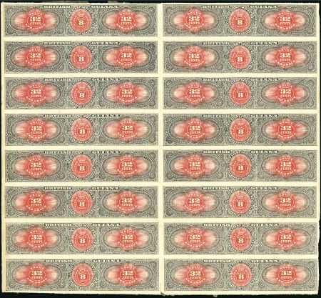 Stamp of British Guiana Revenues: 1900ca. 8c (32c) Red & Black roulette re