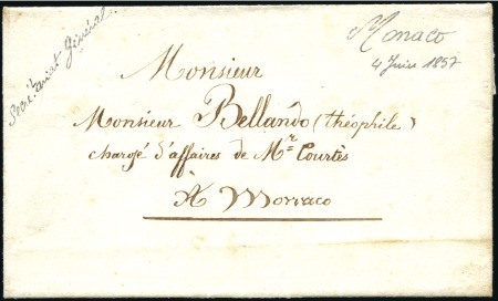 Stamp of Colonies françaises » Monaco 1795-1890, Un document et 4 lettres: Document à en