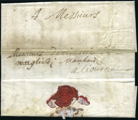 Stamp of Cyprus 1690 Entire to Lyon from Nicholas Ambrosin, a forw