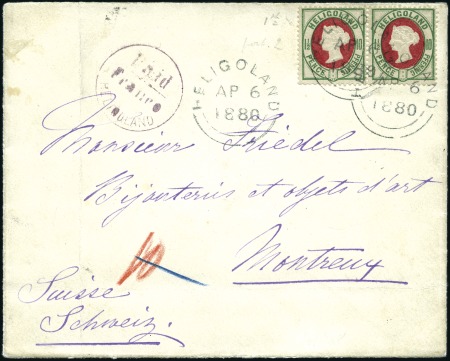 Stamp of German States » Heligoland 1880 Opened out envelope to SWITZERLAND franked 1 