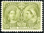 Stamp of Canada 1897 Jubilee set of 16 mint, the $4 with a discolo