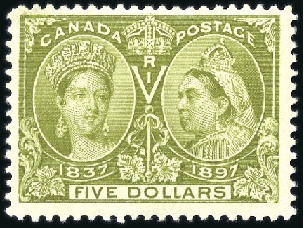 Stamp of Canada 1897 Jubilee set of 16 mint, the $4 with a discolo