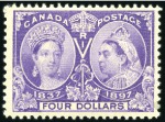 Stamp of Canada 1897 Jubilee set of 16 mint, the $4 with a discolo