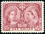 Stamp of Canada 1897 Jubilee set of 16 mint, the $4 with a discolo
