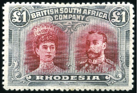 Stamp of Rhodesia 1910-13 Double Heads perf.14 1/2d to £1 carmine-re