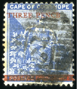 Stamp of South Africa » Cape of Good Hope 1879 3d on 4d Blue with variety "PENCB" for "PENCE