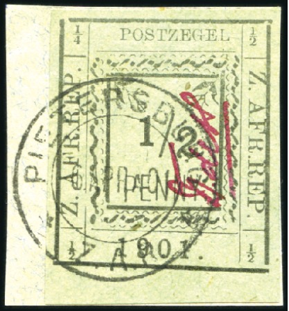 Stamp of South Africa » Anglo Boer War PIETERSBURG: 1901 Type P3 1/2d second printing wit