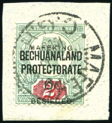 Stamp of South Africa » Mafeking 1900 Sans Serif Ovpt 6d on 2d tied to piece by com
