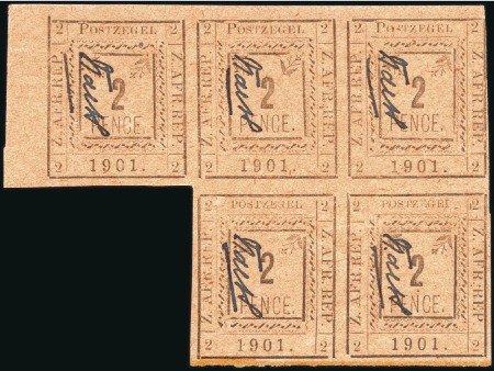 Stamp of South Africa » Anglo Boer War PIETERSBURG: 1900 Type P2 2d second printing block