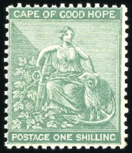 Stamp of South Africa » Cape of Good Hope 1884-90 1s Green mint nh, tiny gum wrinkle, very f