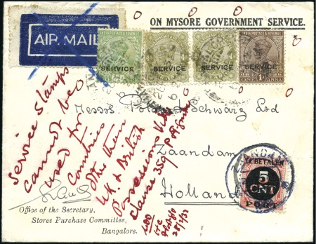 Stamp of India 1932 Printed envelope to Holland with India servic