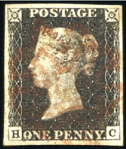 Stamp of Great Britain » 1840 1d Black and 1d Red plates 1a to 11 1840 1d Black pl.4 HC with good margins, light red