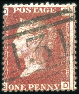 Stamp of Great Britain » 1854-70 Perforated Line Engraved 1858-79 1d Red pl.225 with "131" numeral of Edinbu