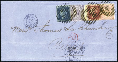 Stamp of Great Britain » 1855-1900 Surface Printed 1863 (May 7) Wrapper from London to France with 18
