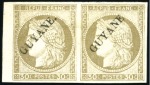 Stamp of Colonies françaises » Guyane française 1892 Surcharge "Guyane" diagonale sur paire de 30c