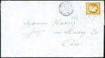 Stamp of France 1856 Deux lettres avec certificat avec n°14 sur le