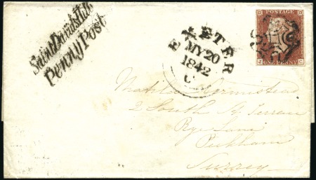 Stamp of Great Britain » 1841 1d Red 1842 (May 20) Wrapper from Exeter with 1841 1d red