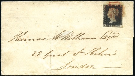 Stamp of Great Britain » 1840 1d Black and 1d Red plates 1a to 11 1840 (Oct 4) Wrapper from Sunderland to London wit