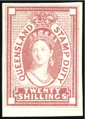 Stamp of Australia » Queensland POSTAL FISCALS: 1871-72 Imperforate plate proofs o