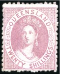 Stamp of Australia » Queensland 1880 10s Bistre-Brown mint og and 20s Rose unused,