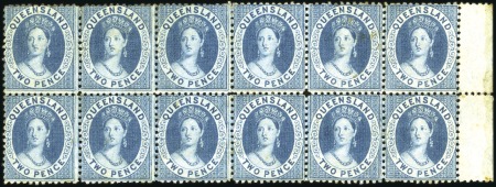 Stamp of Australia » Queensland 1868-78 2d Deep Blue mint og right marginal block