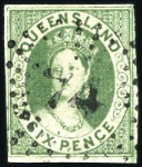 Stamp of Australia » Queensland 1860 1d, 2d and 6d imperfs used, the 1d with sligh