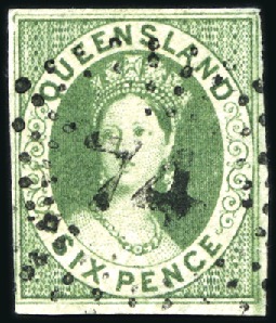 Stamp of Australia » Queensland 1860 1d, 2d and 6d imperfs used, the 1d with sligh
