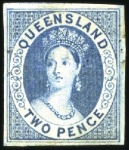 Stamp of Australia » Queensland 1860 1d, 2d and 6d imperfs used, the 1d with sligh