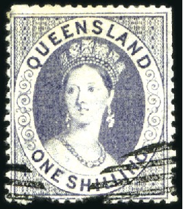 Stamp of Australia » Queensland 1860-61 1s Violet clean cut perf.14-15 1/2 with "C