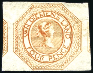 Stamp of Australia » Tasmania 1853-54 Courier 4d dull orange pl.2 pos.3 unused w