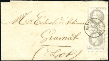 Stamp of Colonies françaises » Monaco 1868 Bande journal pour le Lot avec 4c Lauré en pa