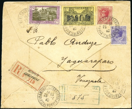 Stamp of Colonies françaises » Monaco 1930 Lettre recommandé pour le VENEZUELA avec 2F +