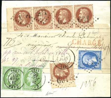 Stamp of France 1866 Rare afft mixte sur convocation en Chargé ave