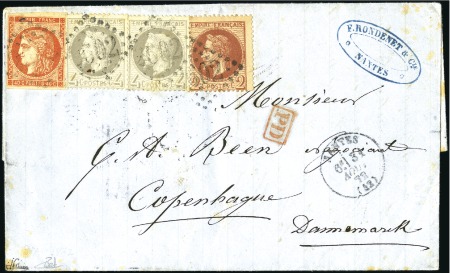 Stamp of France 1872 Exceptionnel afft pour le Danemark avec 2c La