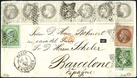 Stamp of France 1870 Exceptionnel afft pour l'Espagne avec 5c Empi