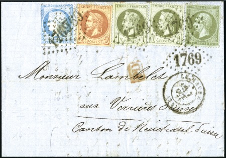 Stamp of France 1871-73, Deux afft colorés pour la SUISSE dont rar