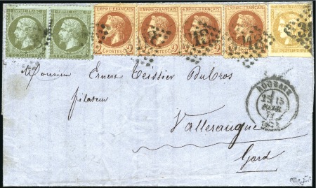 Stamp of France 1871 Afft exceptionnel avec 1c Empire dentelé (x2)