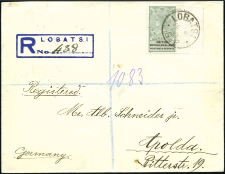 Stamp of Bechuanaland » British Bechuanaland 1913 (Feb 9) Envelope sent registered from Lobatsi