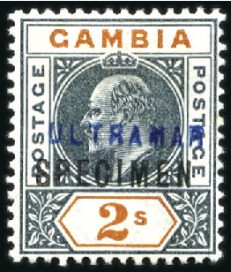 Stamp of Gambia 1902-05 1/2d to 3s less 2d, each overprinted "SPEC