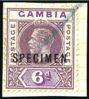 Stamp of Gambia 1921-22 1 1/2d to 4s, each overprinted "SPECIMEN",
